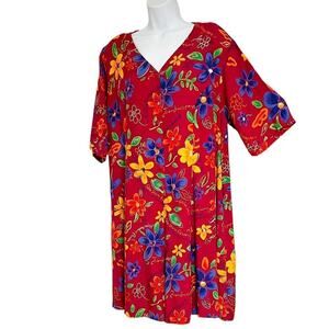 VTG Jacque &‎ Koko Romper Womens 14/16 Pockets Floral Red Multicolor *See Note